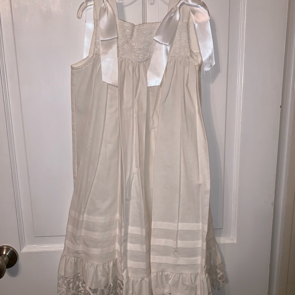 Lavender Blue White Battenberg lace accent dress